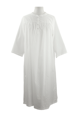 French Country - Hailspot Long Sleeve Cotton  Nightie | White
