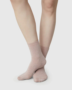 Swedish Stockings - Stella Shimmer Socks | Dusty Rose