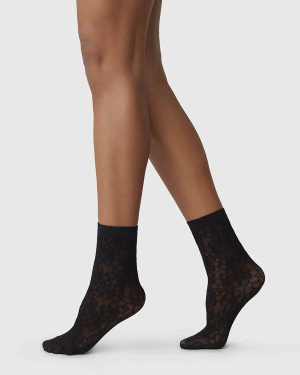 Swedish Stockings Freja Organic Wool Tights - Black – White