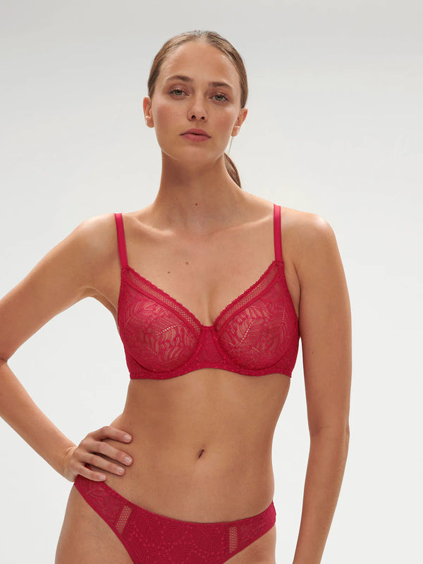 Simone Perele - Comete Plunging Moulded Underwired Bra | Ruby Pink