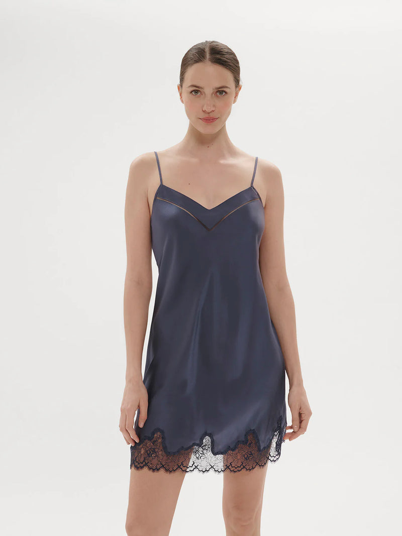 Simone Perele - Nocturne Silk Chemise | Cinder Blue