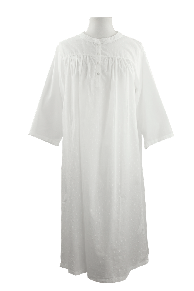 French Country - Hailspot Long Sleeve Cotton  Nightie | White