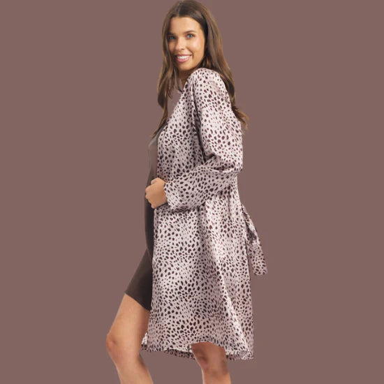 Love & Lustre - Silk Robe Short  |Leopard Print