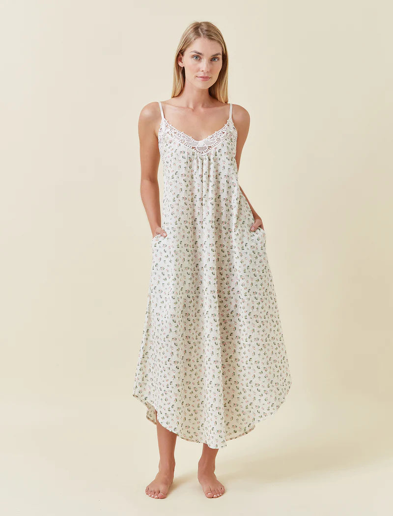 Papinelle - Swiss Dot Lace Front Maxi Nightie