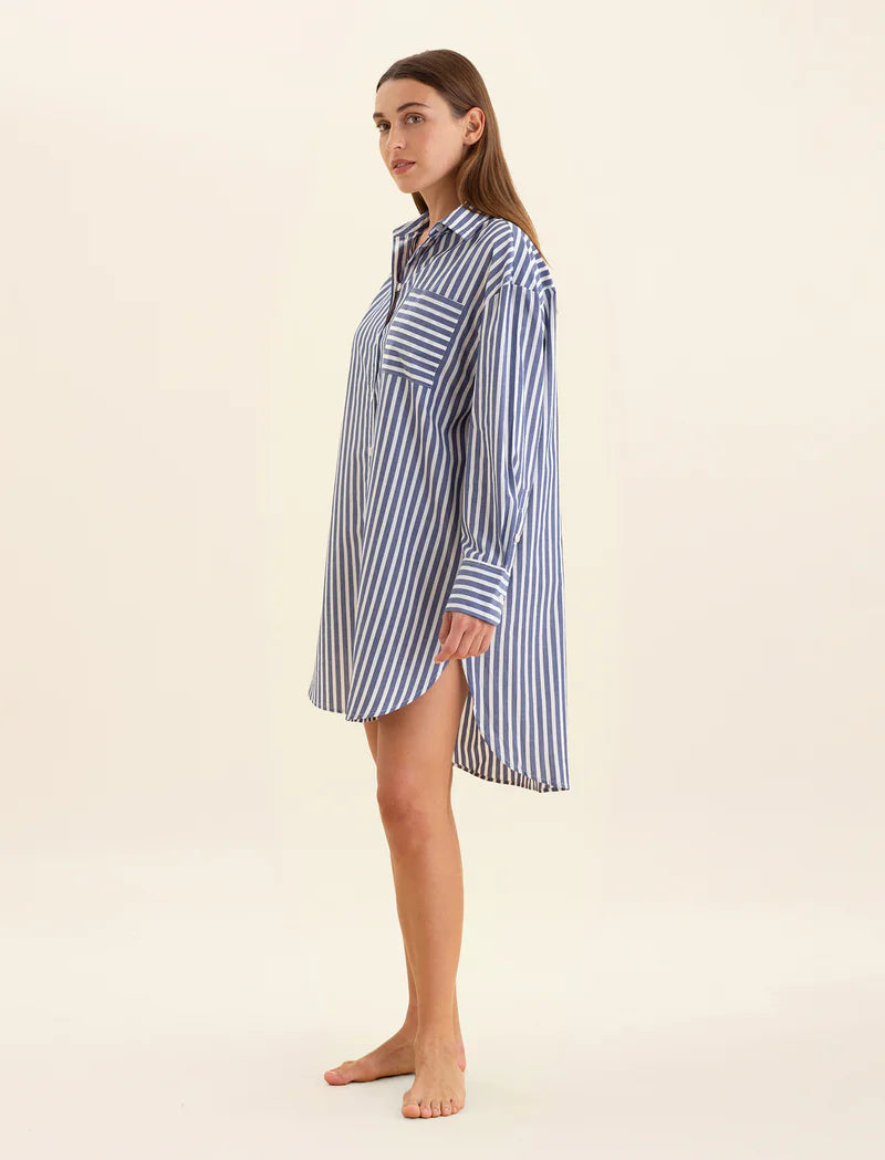 Papinelle - Cotton Stripe Shirting Nightshirt | Stripe