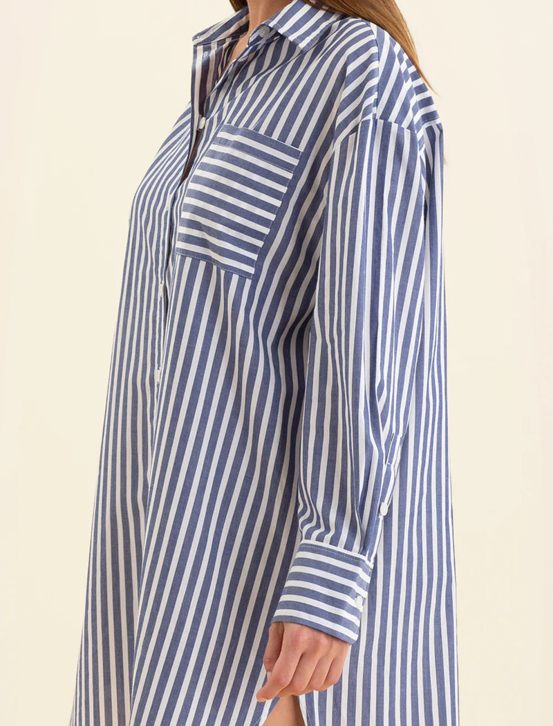 Papinelle - Cotton Stripe Shirting Nightshirt | Stripe