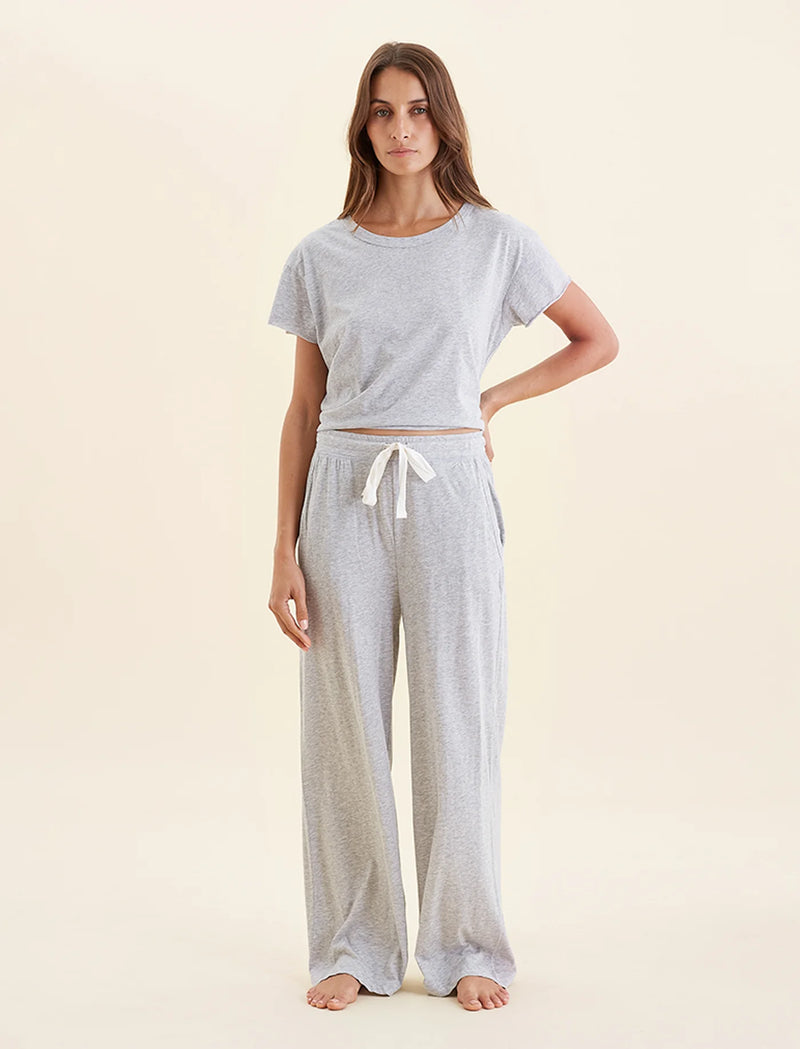 Papinelle - Jada Organic Cotton Wide Leg Pant |Grey Marle