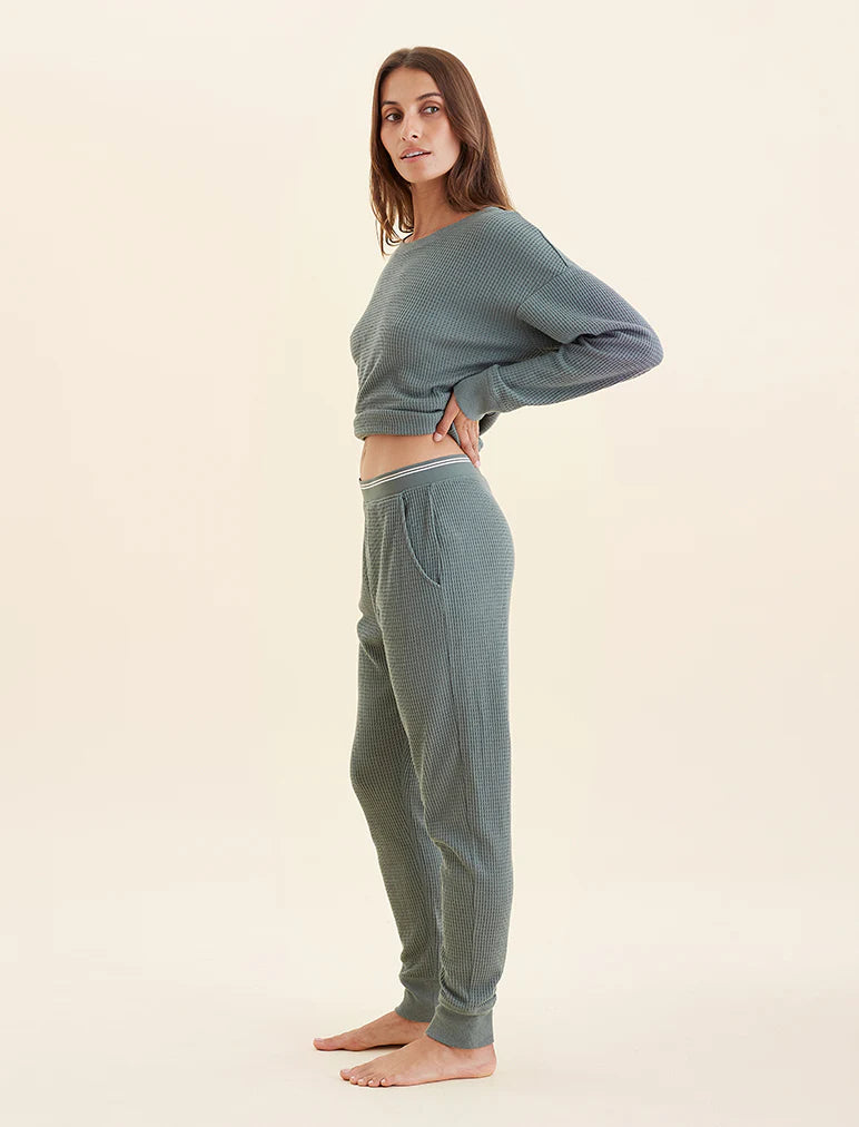 Papinelle - Super Soft Waffle Exposed Elastic Jogger