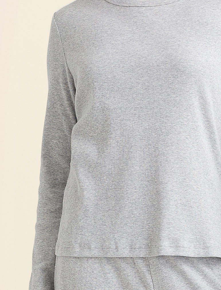 Papinelle - Soft Baby Rib Long Sleeve Tee| Grey