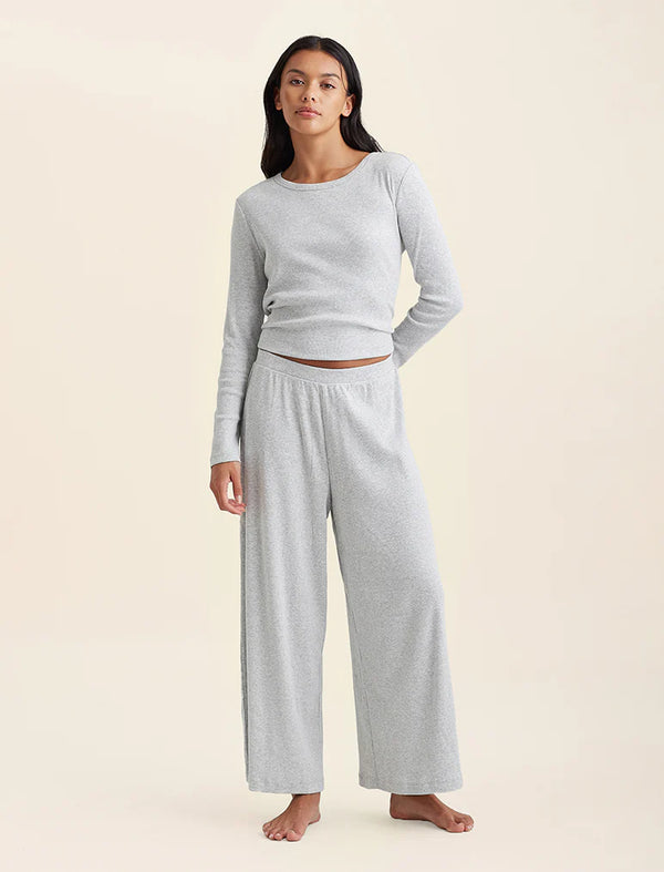 Papinelle - Soft Baby Rib Wide Leg Pant | Grey