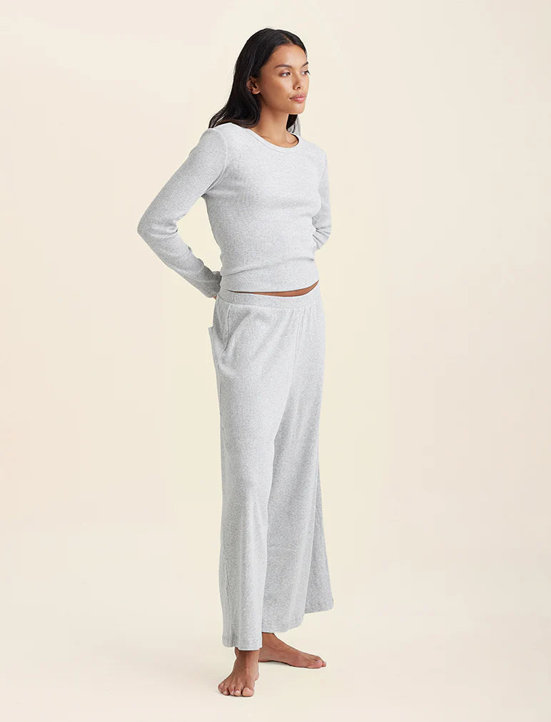 Papinelle - Soft Baby Rib Wide Leg Pant | Grey