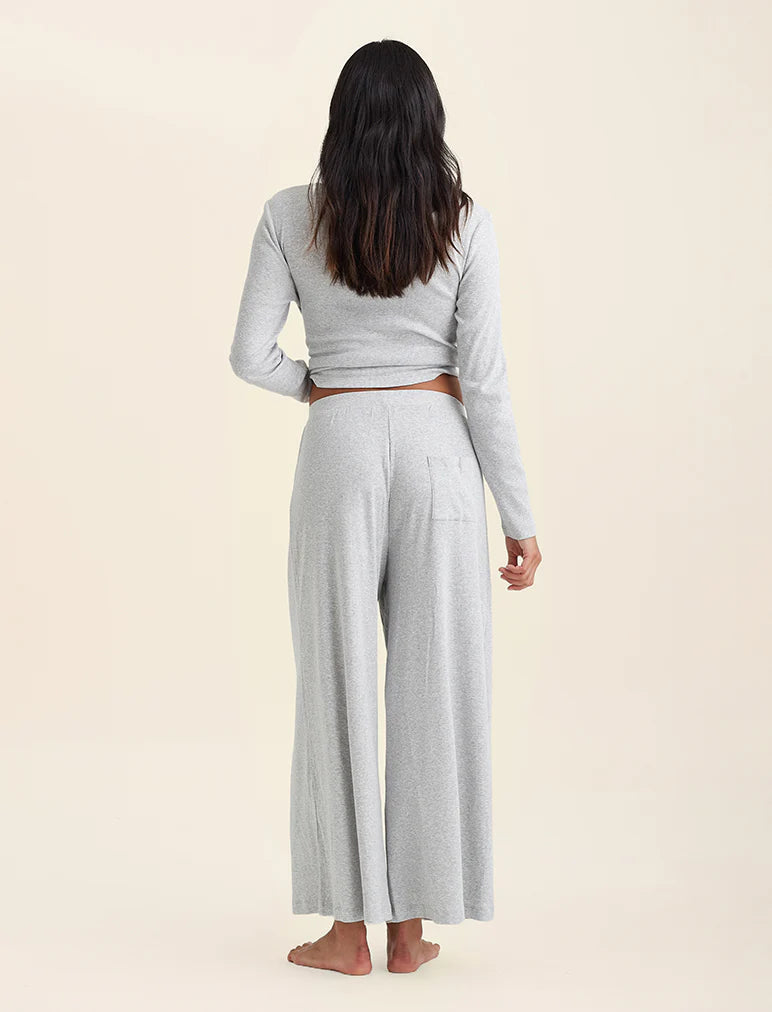 Papinelle - Soft Baby Rib Wide Leg Pant | Grey