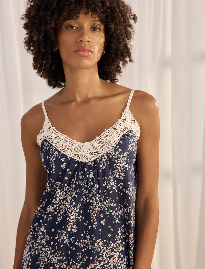 Papinelle - Cheri Blossom Lace Front Maxi Nightie | Navy