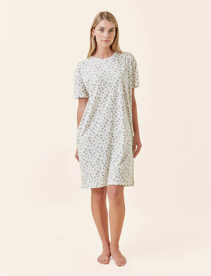Papinelle - Rosebud Organic Cotton Knit Midi Nightie | Ecru