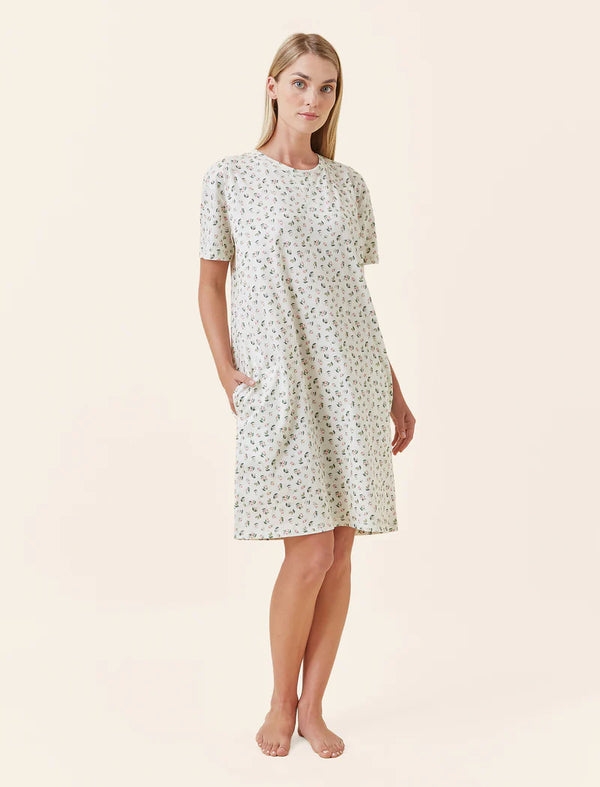Papinelle - Rosebud Organic Cotton Knit Midi Nightie | Ecru