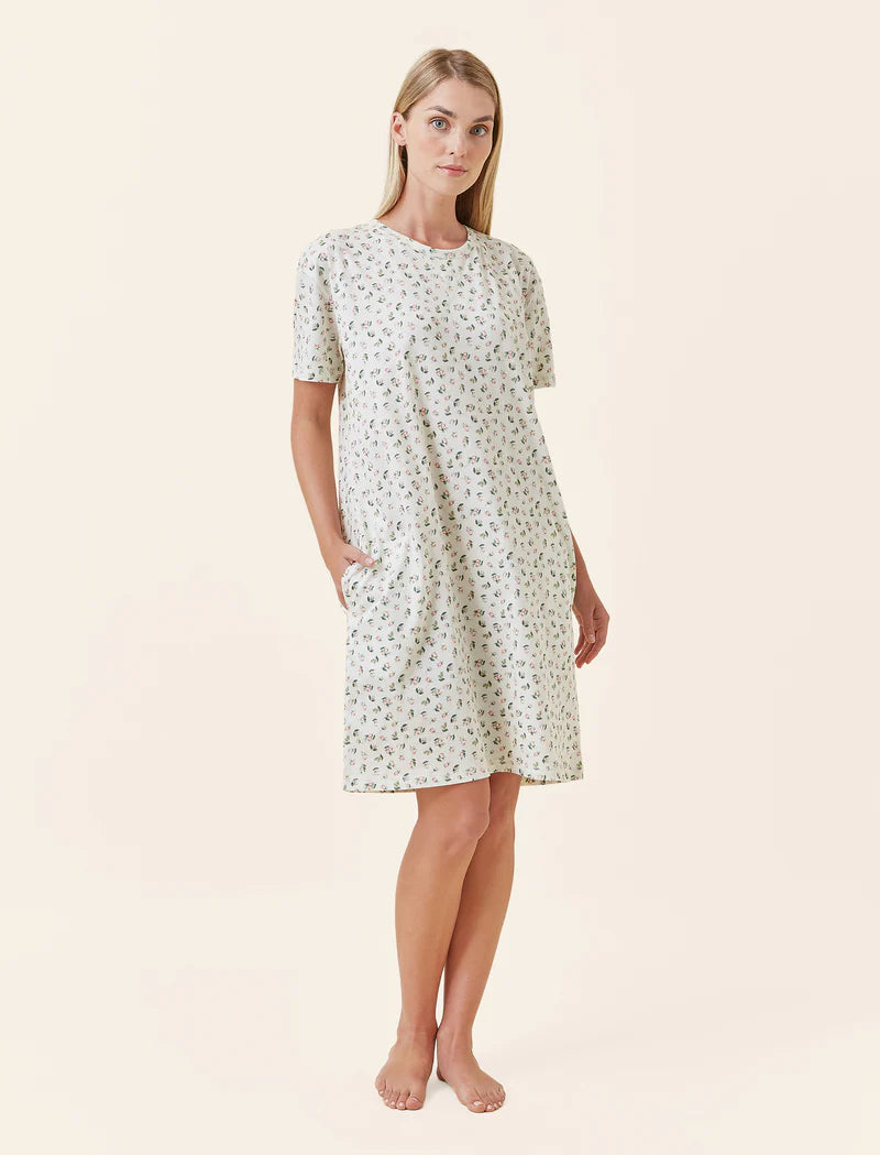 Papinelle - Rosebud Organic Cotton Knit Midi Nightie | Ecru