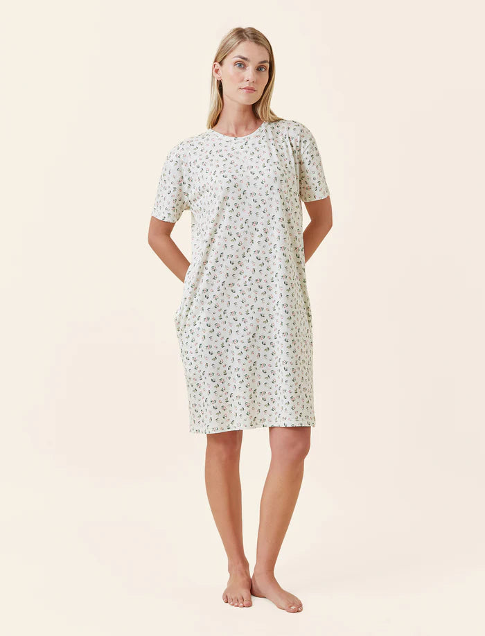 Papinelle - Rosebud Organic Cotton Knit Midi Nightie | Ecru