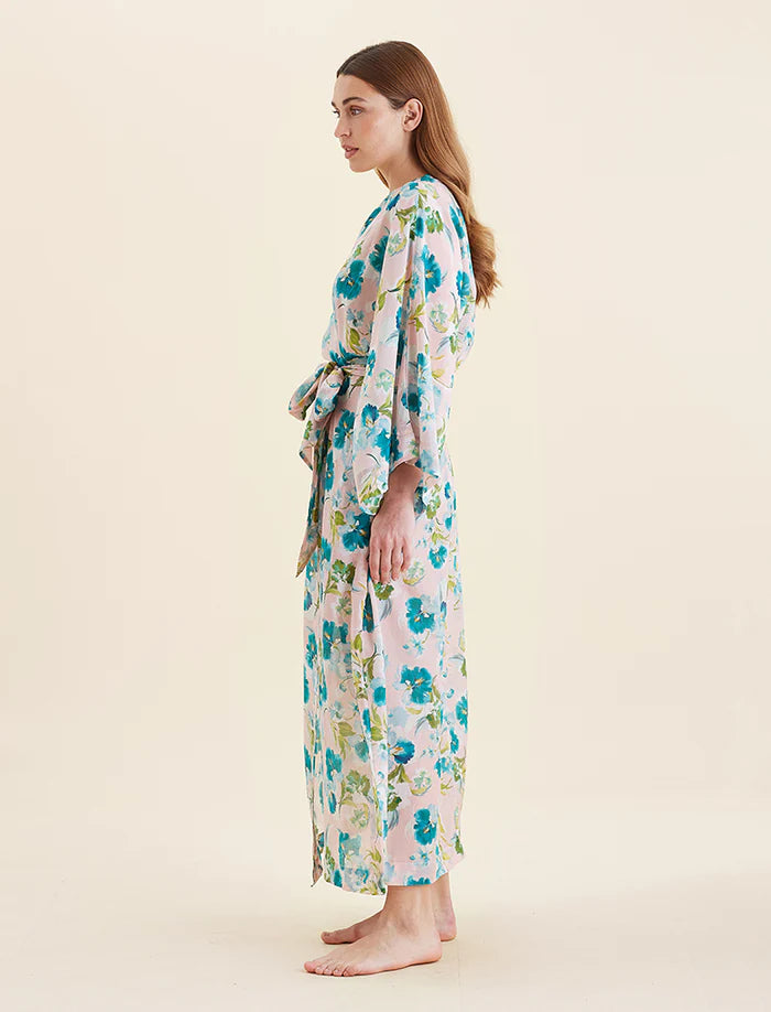 Papinelle - Audrey Floral Kimono Maxi Robe | Lace Pink