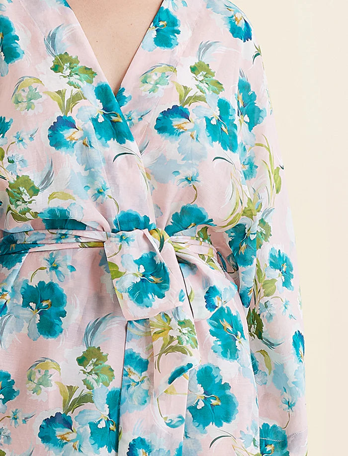 Papinelle - Audrey Floral Kimono Maxi Robe | Lace Pink