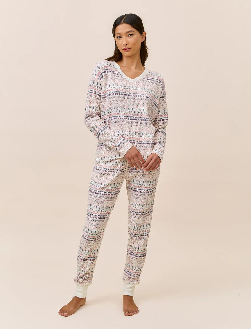 Papinelle - Fairaisle Waffle LS Top & Jogger Set | Winter Rose