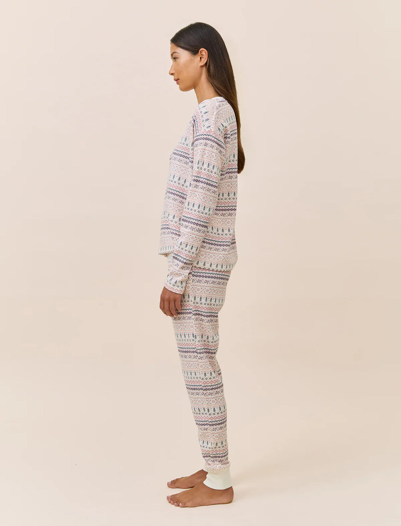 Papinelle - Fairaisle Waffle LS Top & Jogger Set | Winter Rose