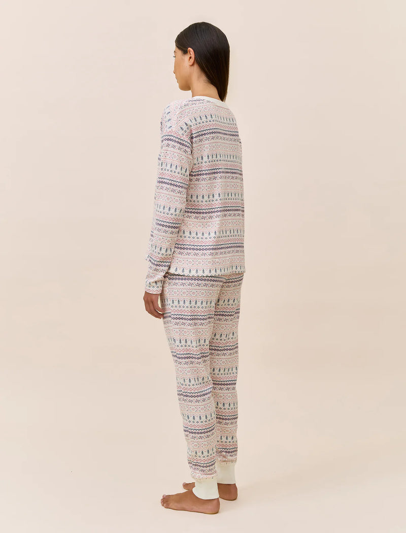 Papinelle - Fairaisle Waffle LS Top & Jogger Set | Winter Rose