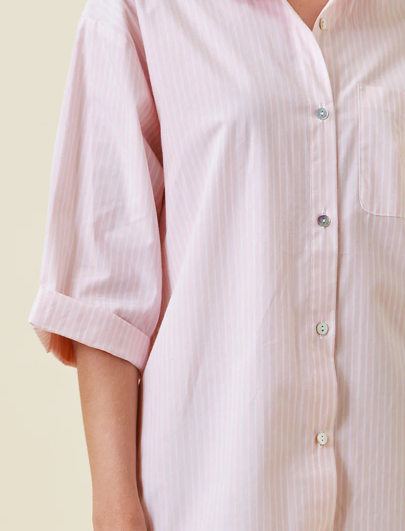 Papinelle - French Stripe Nightshirt | Pink & White