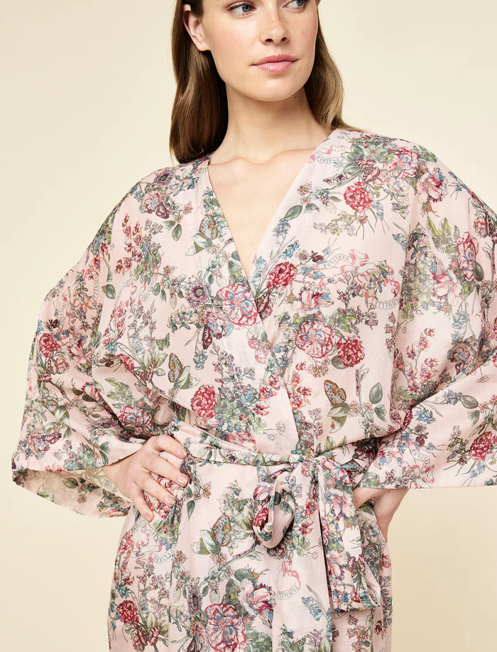 Papinelle - Layla Lace Kimono Midi Robe | Pink