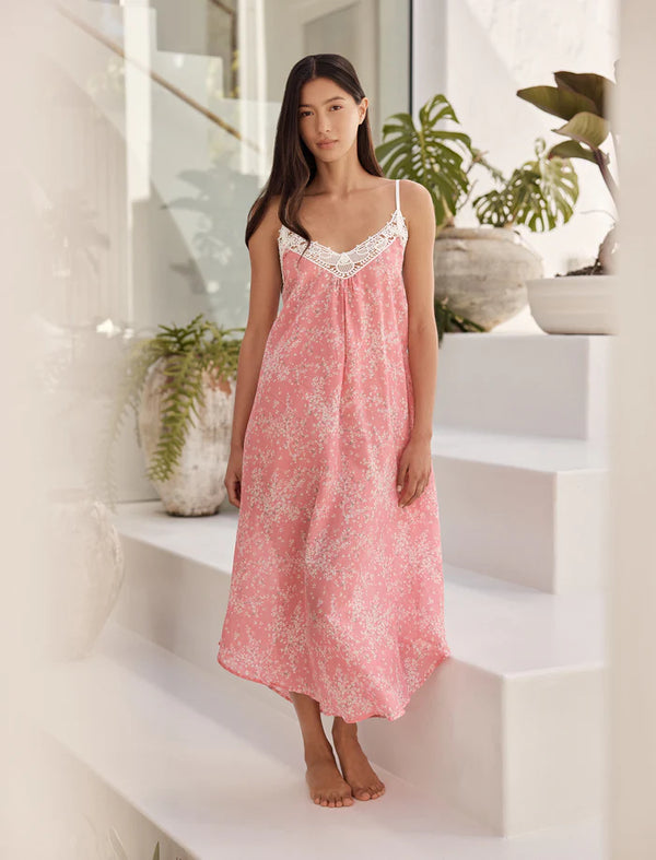 Papinelle - Cheri Blossom Lace Front Maxi Nightie | Pink Lemonade
