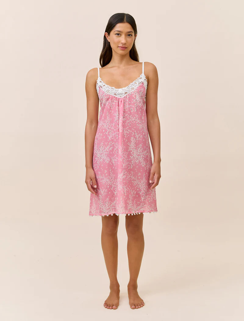 Papinelle - Cheri Blossom Lace Front Midi Nightie | Pink Lemonade