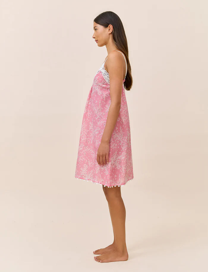 Papinelle - Cheri Blossom Lace Front Midi Nightie | Pink Lemonade