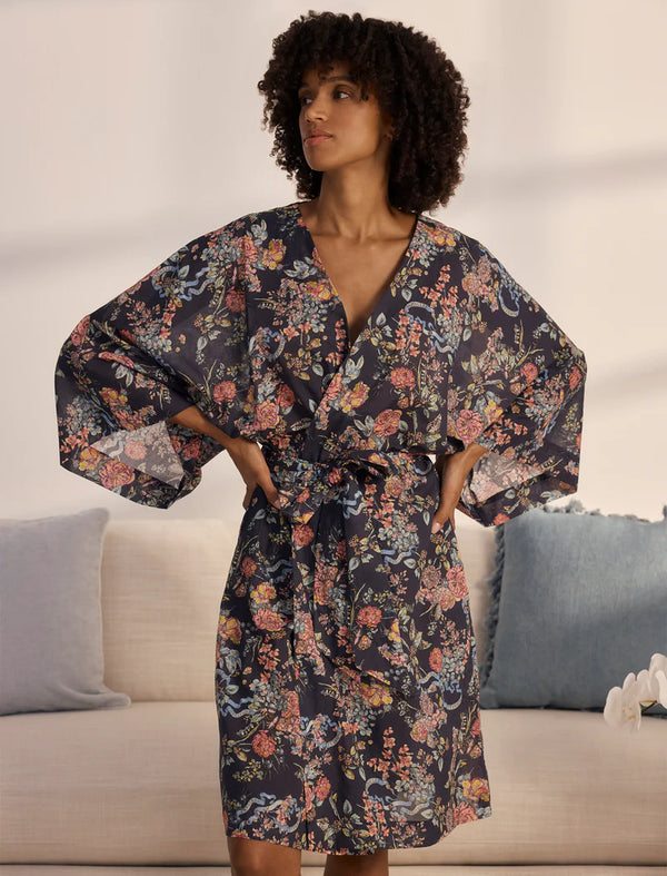 Papinelle - Layla Midi Kimono Robe | Navy