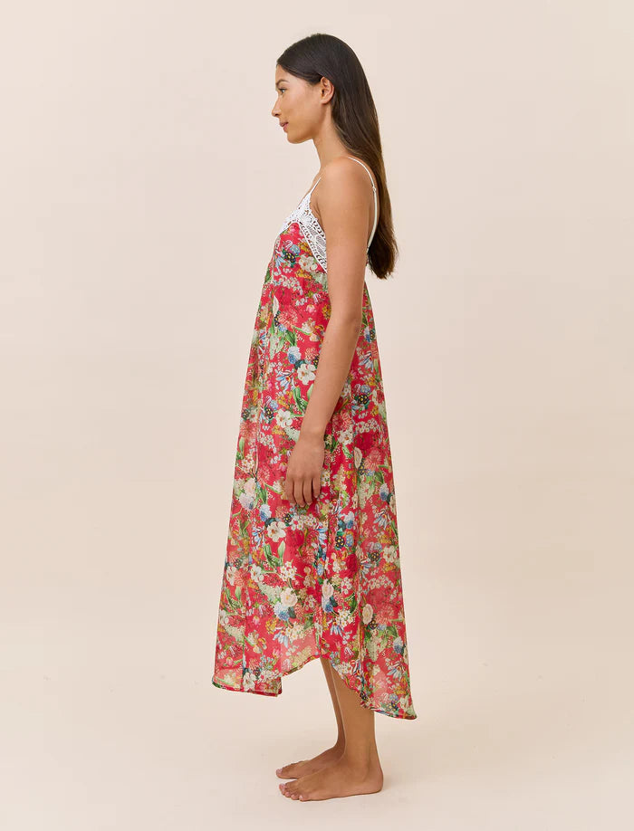 Papinelle - Holly Lace Front Maxi Nightie Cotton & Silk | Geranium