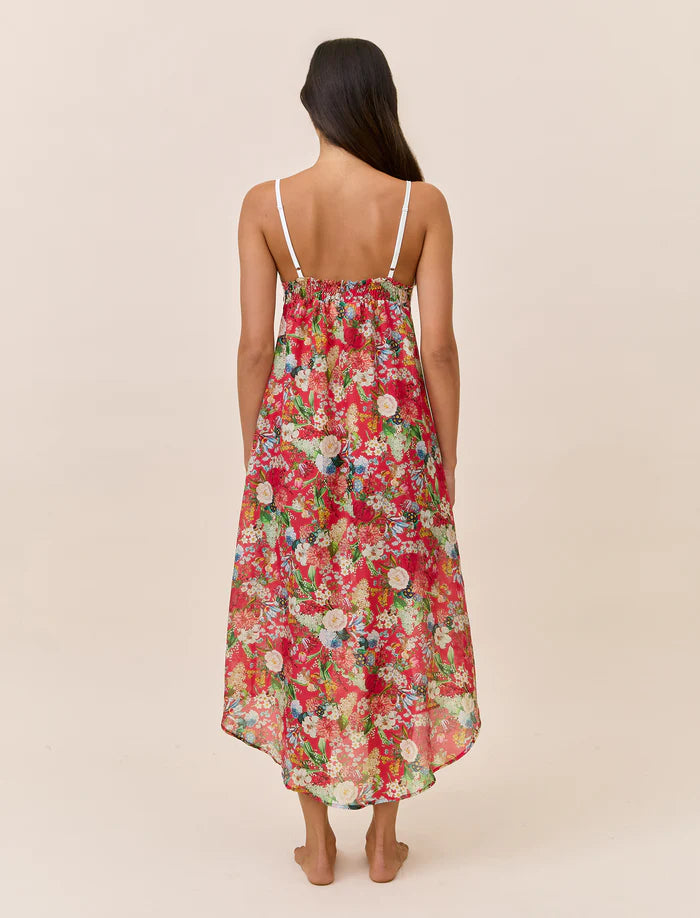 Papinelle - Holly Lace Front Maxi Nightie Cotton & Silk | Geranium