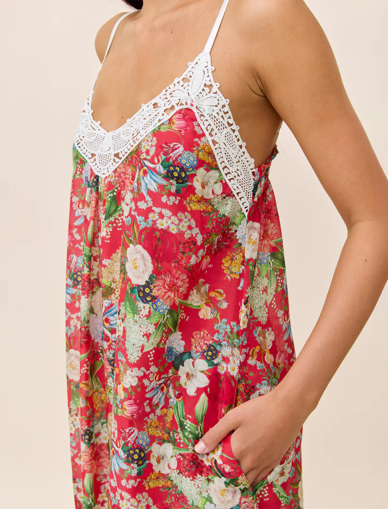 Papinelle - Holly Lace Front Maxi Nightie Cotton & Silk | Geranium