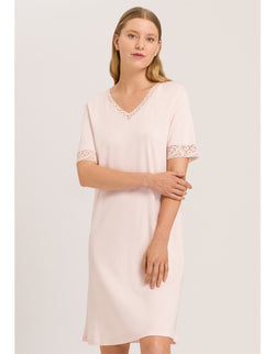 Hanro - Moments Cotton Short Sleeve Nightie | Crystal Pink