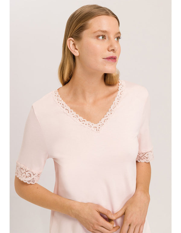 Hanro - Moments Cotton Short Sleeve Nightie | Crystal Pink