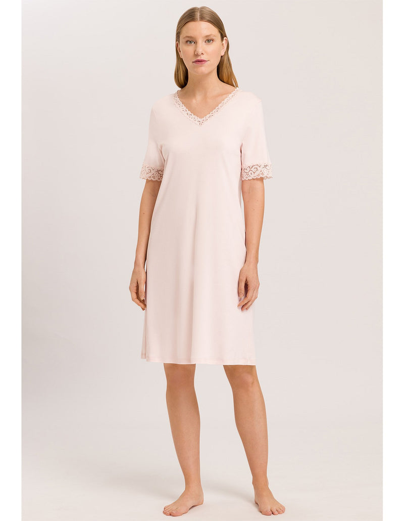 Hanro - Moments Cotton Short Sleeve Nightie | Crystal Pink