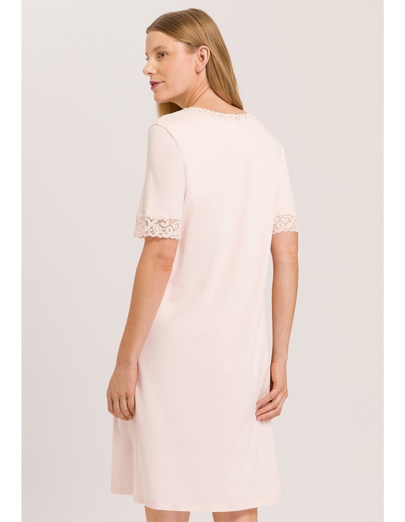 Hanro - Moments Cotton Short Sleeve Nightie | Crystal Pink