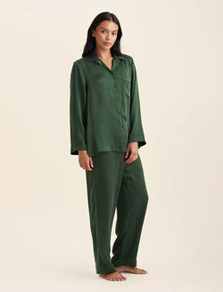 Papinelle - Audrey Mulberry Silk Full Length PJ | Forest Green