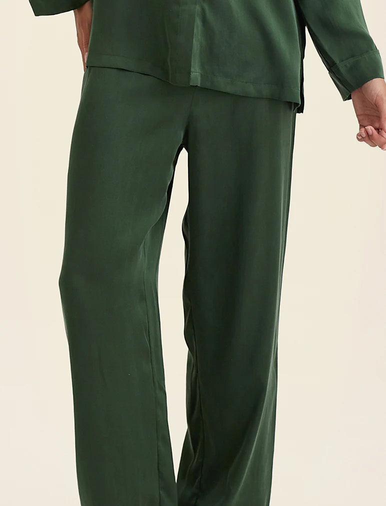 Papinelle - Audrey Mulberry Silk Full Length PJ | Forest Green