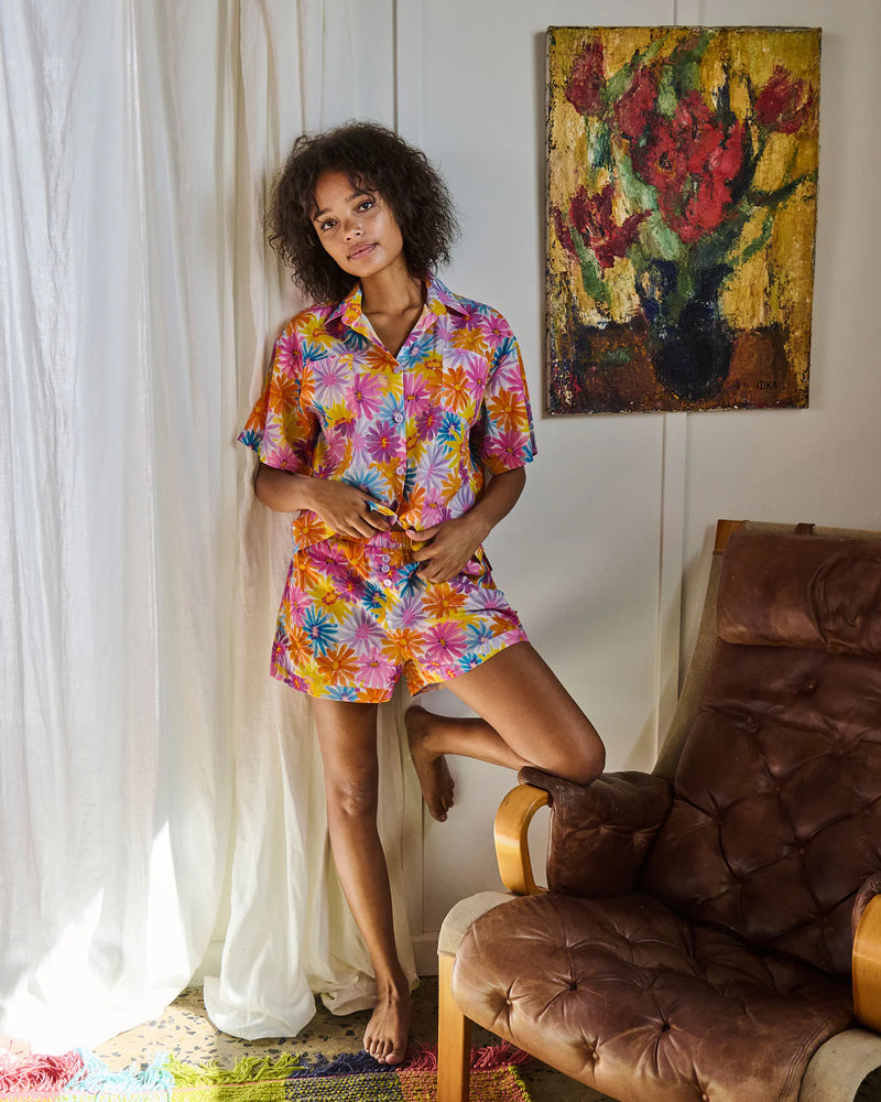 Kip & Co - Organic Cotton Short Sleeve Shirt & Short  PJ Set | Petal Power