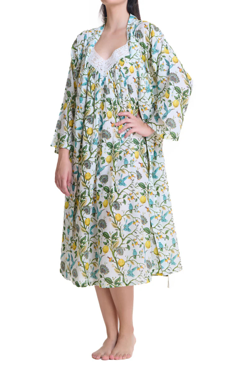 Arabella - Lemon Print Cotton Robe