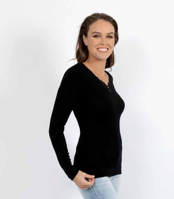 BaseLayers - Pure Wool Long Sleeve with Lace