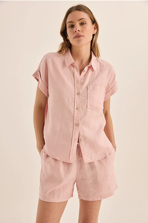 Gingerlilly - Charlotte Pink Linen Pyjama Set | Pink