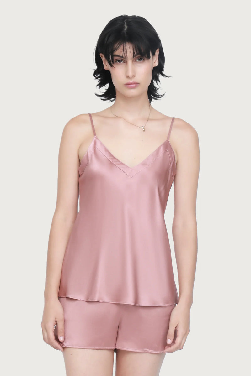 Ginia - Silk V Neck Cami | Mauve