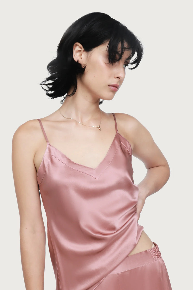 Ginia - Silk V Neck Cami | Mauve