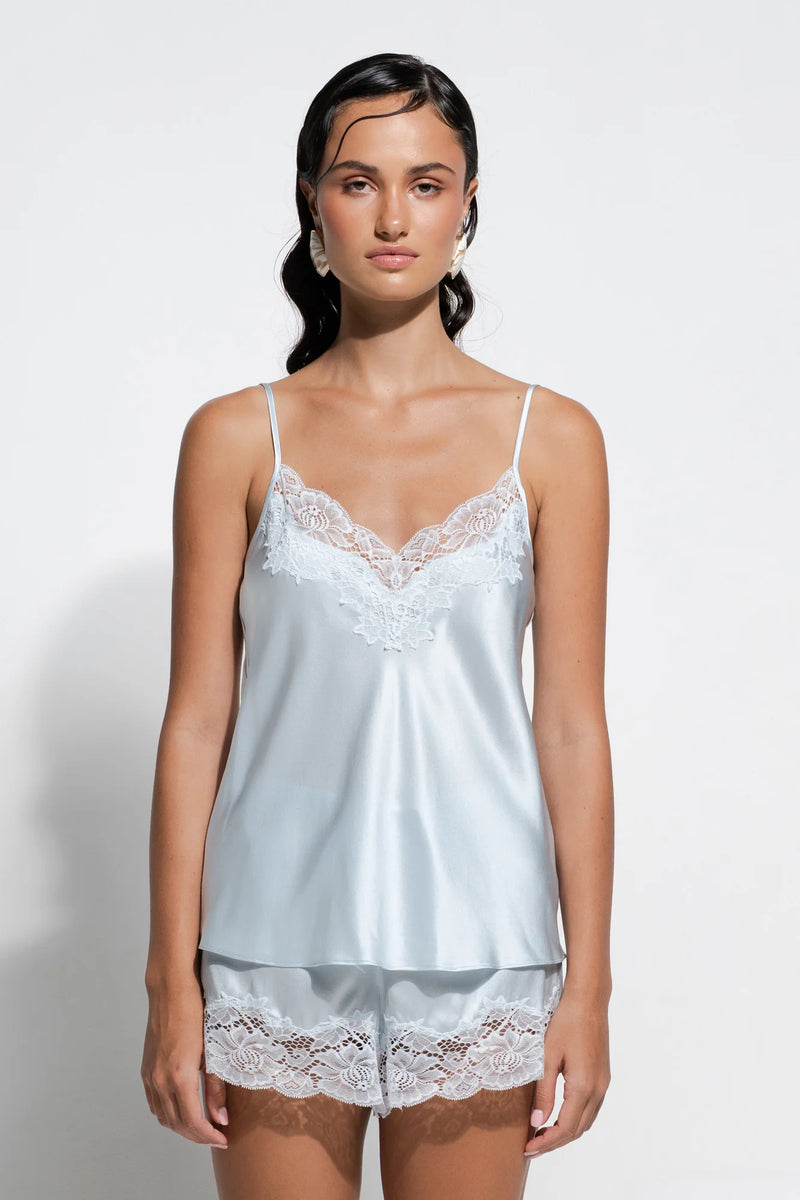 Ginia - Silk Lace Cami - Sky Blue