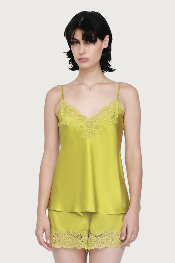 Ginia - Silk Lace Cami - Chartreuse