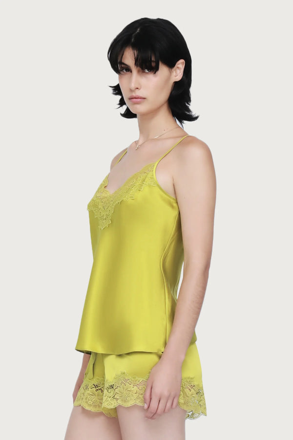 Ginia - Silk Lace Cami - Chartreuse